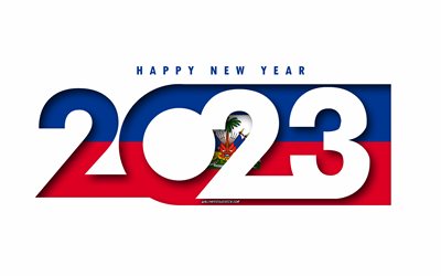 hyvää uutta vuotta 2023 haiti, valkoinen tausta, haiti, minimaalista taidetta, 2023 haitin konseptit, haiti 2023, 2023 haiti tausta