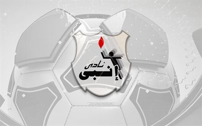 ENPPI SC glossy logo, 4K, black football background, Egyptian Premier League, soccer, egyptian football club, ENPPI SC 3D logo, ENPPI SC emblem, ENPPI SC, football, sports logo