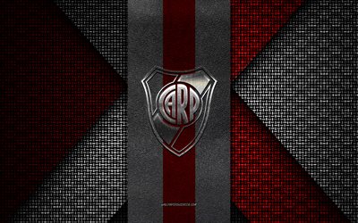 River Plate, Argentina Primera Division, red white knitted texture, River Plate logo, Argentina football club, River Plate emblem, football, Buenos Aires, Argentina, River Plate badge, River Plate FC