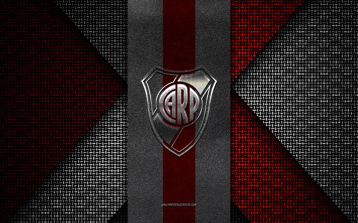 River Plate, Argentina Primera Division, red white knitted texture, River Plate logo, Argentina football club, River Plate emblem, football, Buenos Aires, Argentina, River Plate badge, River Plate FC