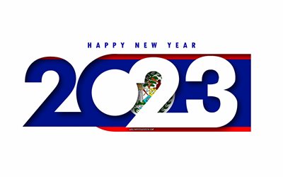 Happy New Year 2023 Belize, white background, Honduras, minimal art, 2023 Belize concepts, Belize 2023, 2023 Belize background, 2023 Happy New Year Belize