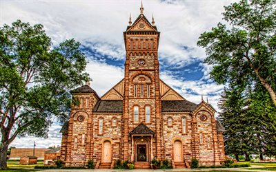 4k, Paris Tabernacle, Bear Lake Stake Tabernacle, Paris, The Church of Jesus Christ of Latter-day Saints, landmark, church, Idaho, USA