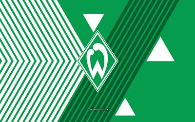 sv werder bremenin logo, 4k, saksan jalkapallomaajoukkue, taustalla vihreät valkoiset viivat, sv werder bremen, bundesliiga, saksa, viivapiirros, sv werder bremenin tunnus, jalkapallo, werder bremen