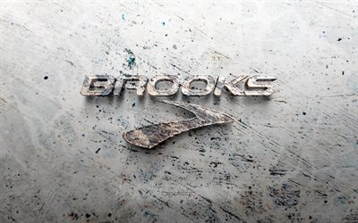 Brooks Sports stone logo, 4K, stone background, Brooks Sports 3D logo, brands, creative, Brooks Sports logo, grunge art, Brooks Sports