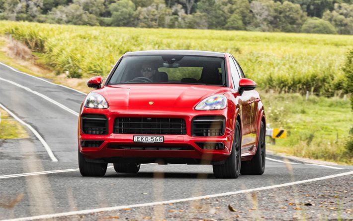 4k, Porsche Cayenne GTS Coupe, highway, 2022 cars, HDR, luxury cars, Red Porsche Cayenne GTS Coupe, AU-spec, 2022 Porsche Cayenne GTS Coupe, german cars, Porsche