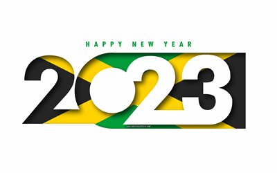 frohes neues jahr 2023 jamaika, weißer hintergrund, jamaika, minimale kunst, 2023 jamaika konzepte, jamaika 2023, 2023 jamaika hintergrund, 2023 frohes neues jahr jamaika