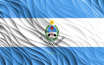 4k, bandiera di san juan, bandiere ondulate 3d, province argentine, giorno di san giovanni, onde 3d, province dell'argentina, san giovanni, argentina