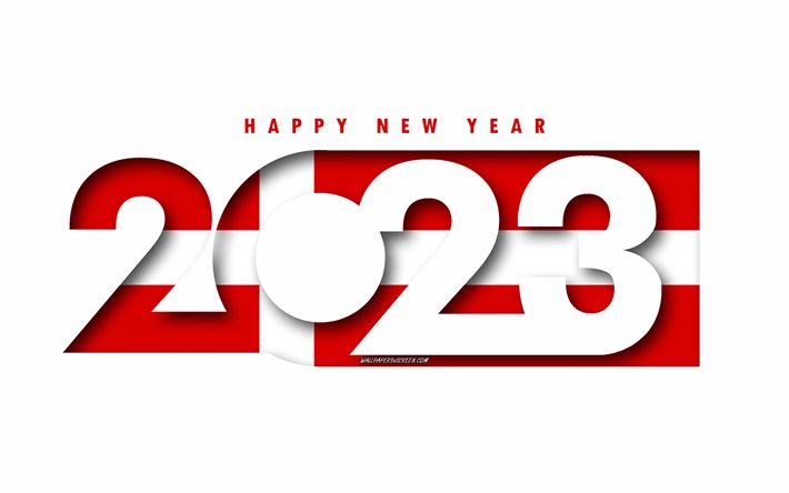 mutlu yıllar 2023 danimarka, beyaz arkaplan, danimarka, minimal sanat, 2023 danimarka kavramları, danimarka 2023, 2023 danimarka arka planı, 2023 yeni yılınız kutlu olsun danimarka