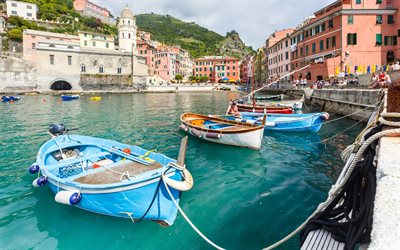 Vernazza, verano, marina, barco, Cinque Terre, Italia