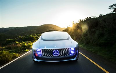 strada, di lusso, concetti, 2016, Mercedes-Benz F 015, in movimento
