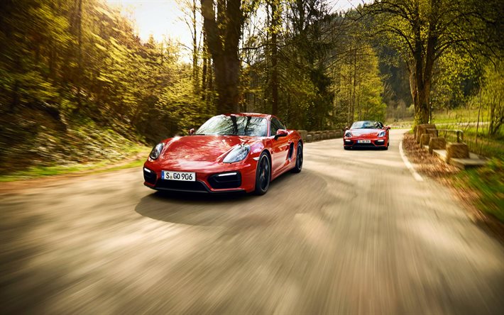 porsche 911, 2015 carrera 4, gts, coupe, sportbil, orange bil, väg, hastighet