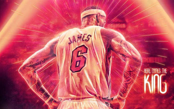 LeBron James, NBA, Miami Heat, basketball player, fan art, Here Comes the King