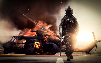 Battlefield 4, 2015, soldiers, special forces, helicopter exploded