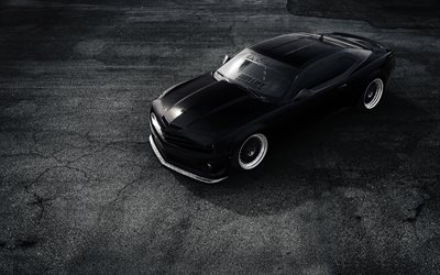 coupé, supercars, 2016, la Chevrolet Camaro ZL1, tuning, noir Camaro