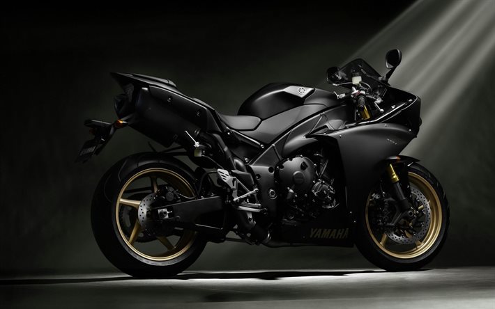 Yamaha YZF-R1, el Deporte de la bicicleta, la moto Negra, 2015