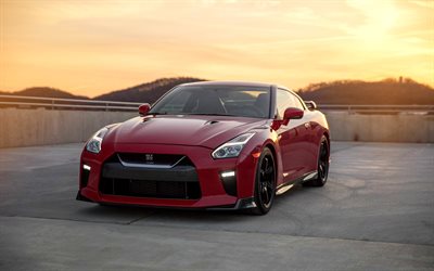 R Nissan GT-R, 2017, Parça Baskı, Kırmızı GT, yeni GT-R, spor arabalar, Japon arabaları, Nissan