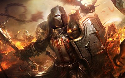 Dark Souls 3, el fuego, el caballero de la armadura, espada, lucha