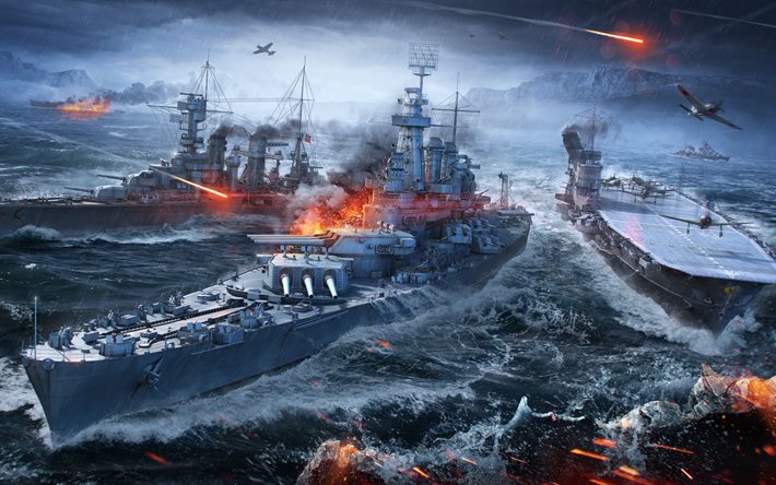 Mondo di navi da guerra, mare, portaerei, cruiser, cacciatorpediniere, navi da guerra, Wargame