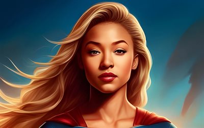 supergirl, 4k, opera d'arte, dc comics, supereroi, creativo, immagini con supergirl