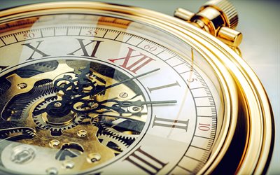 4k, viejo reloj de oro, marcar, reloj vintage, reloj de bolsillo, conceptos de tiempo, conceptos de negocios