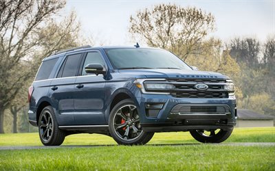 ford expedition, 4k, offroad, 2022 arabalar, suv, blue ford expedition, 2022 ford expedition, amerikan arabaları, ford