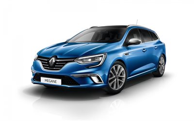 2022, Renault Megane Estate, front view, exterior, blue station wagon, blue Renault Megane, new Megane GT Line, French cars, Renault