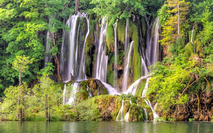 plitvicen järvet, vesiputous, järvi, vuoristojärvet, lika-senj county, karlovac county, kaunis vesiputous, plitvicen järvien kansallispuisto, kroatia