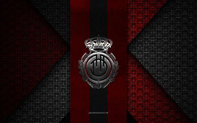 rcd mallorca, la liga, vermelho preto textura de malha, rcd mallorca logotipo, clube de futebol espanhol, rcd mallorca emblema, futebol, palma, espanha