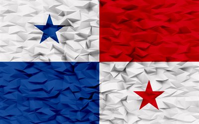 Flag of Panama, 4k, 3d polygon background, Panama flag, 3d polygon texture, Day of Panama, 3d Panama flag, Panama national symbols, 3d art, Panama