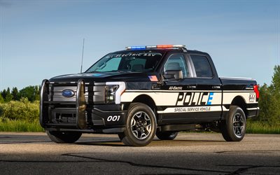 ford f-150 lightning pro ssv, 4k, auto della polizia, 2022 auto, pickup, 2022 ford f-150, auto americane, ford