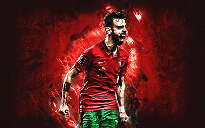 bruno hernandez, portugal seleção nacional de futebol, retrato, pedra vermelha de fundo, portugal, grunge arte, futebol