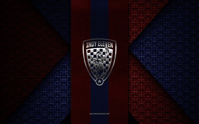 Indy Eleven, United Soccer League, blue red knitted texture, USL, Indy Eleven logo, American soccer club, Indy Eleven emblem, football, soccer, Indianapolis, USA