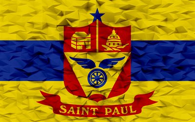 flagge von saint paul, minnesota, 4k, amerikanische städte, 3d-polygon-hintergrund, saint paul-flagge, 3d-polygon-textur, tag von saint paul, 3d-saint-paul-flagge, amerikanische nationalsymbole, 3d-kunst, saint paul, usa