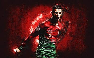 cristiano ronaldo, selección nacional de fútbol de portugal, cr7, estrella del fútbol mundial, liga de naciones de la uefa, fondo de piedra roja, portugal