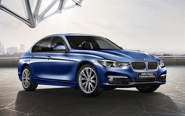 BMW 3-Series, F30, sedans, 2016 cars, Celebration Edition, blue BMW