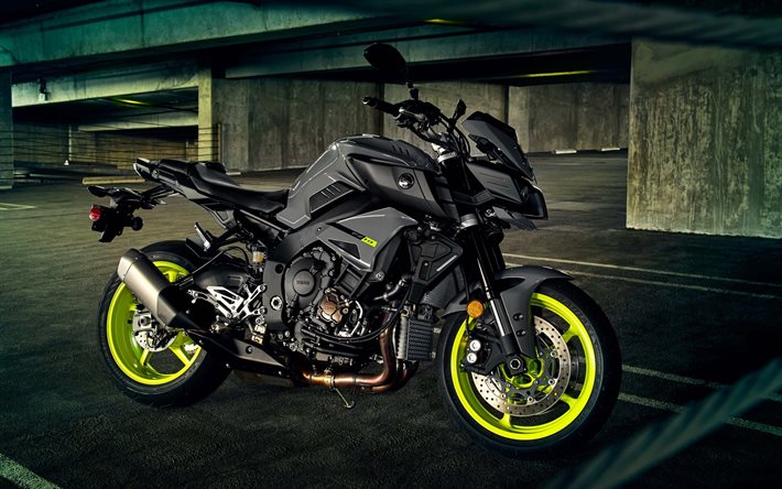 Yamaha FZ-10, moto sportive, parcheggio, parcheggio gratuito, 2017, nero yamaha