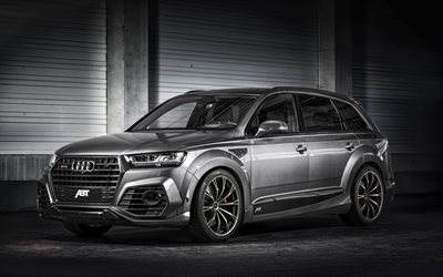 Audi SQ7, 2017, ayarlama, gri, siyah tekerlekler*, Q7 SUV ayarlama, lüks otomobil quattro, Audi