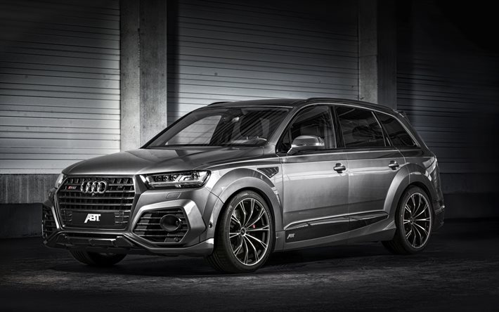 Audi SQ7, 2017, ABT tuning, grigio, nero, ruote, Q7 SUV, tuning, auto di lusso quattro, Audi