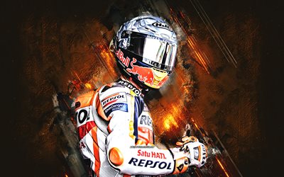 ポル・エスパルガロ, スペインのオートバイレーサー, モトgp, レプソルホンダチーム, オレンジ色の石の背景, レプソルホンダ, motogp世界選手権