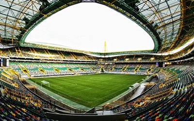 Estadio Jose Alvalade, inside view, football field, stands, Lisbon, Portugal, Sporting CP Stadium, Portuguese football stadium, Sporting CP