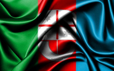 علم ليغوريا, 4k, المناطق الايطالية, أعلام النسيج, يوم ليغوريا, أعلام الحرير متموجة, مناطق ايطاليا, ليغوريا, إيطاليا