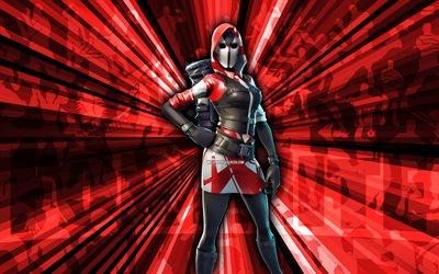 4k, The Ace Fortnite, red rays background, The Ace Skin, abstract art, Fortnite The Ace Skin, Fortnite characters, The Ace, Fortnite, creative art