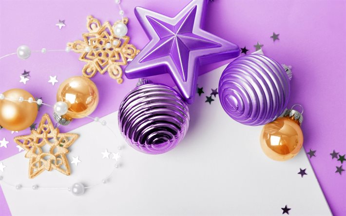 New Year, balls, Christmas, Christmas decoration, stars