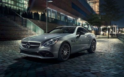 Mercedes-Benz SLC-class, 2017, coupe, sportcars, gri Mercedes