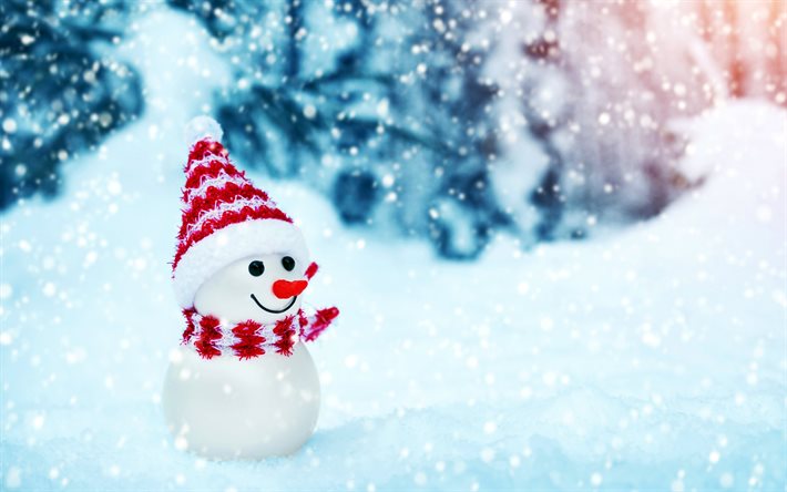 snowman, winter, snow, new year, christmas
