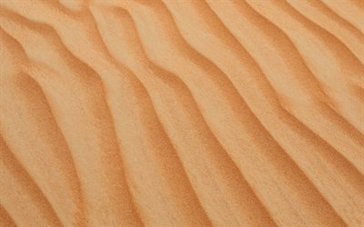 gelber sand, 4k, sandige wellige texturen, natürliche texturen, 3d texturen, sandhintergründe, welliger hintergrund des sandes, gelbe sandhintergründe, sandtexturen, hintergrund mit sand
