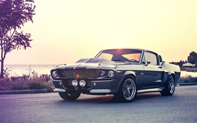 vintage cars, 1967, Ford Mustang GT500 Eleanor, muscle cars
