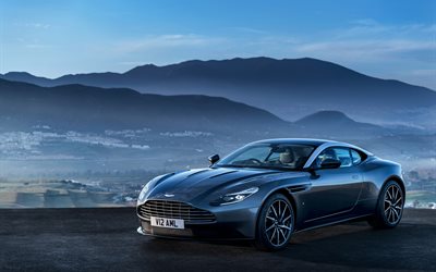supercars, coupe, 2017, Aston Martin DB11, mountains, gray Aston Martin