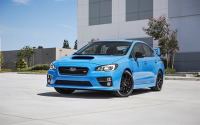 sedans, 2016, Subaru WRX STI, parking, blue Subaru, sportcars