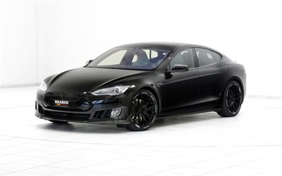Tesla Model S, Brabus, 2017, Electric car, black Model S, tuning, Tesla